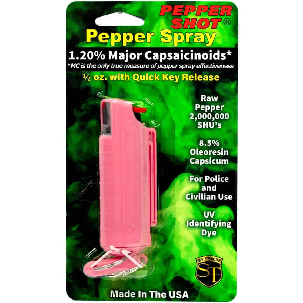 Pepper Shot 1.2% MC 1/2 oz Pepper Spray Hard Case Belt Clip and Quick Release Key Chain - Image 7