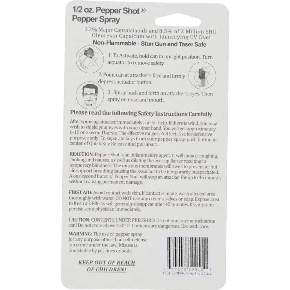 Pepper Shot 1.2% MC 1/2 oz Pepper Spray Hard Case Belt Clip and Quick Release Key Chain - Image 8