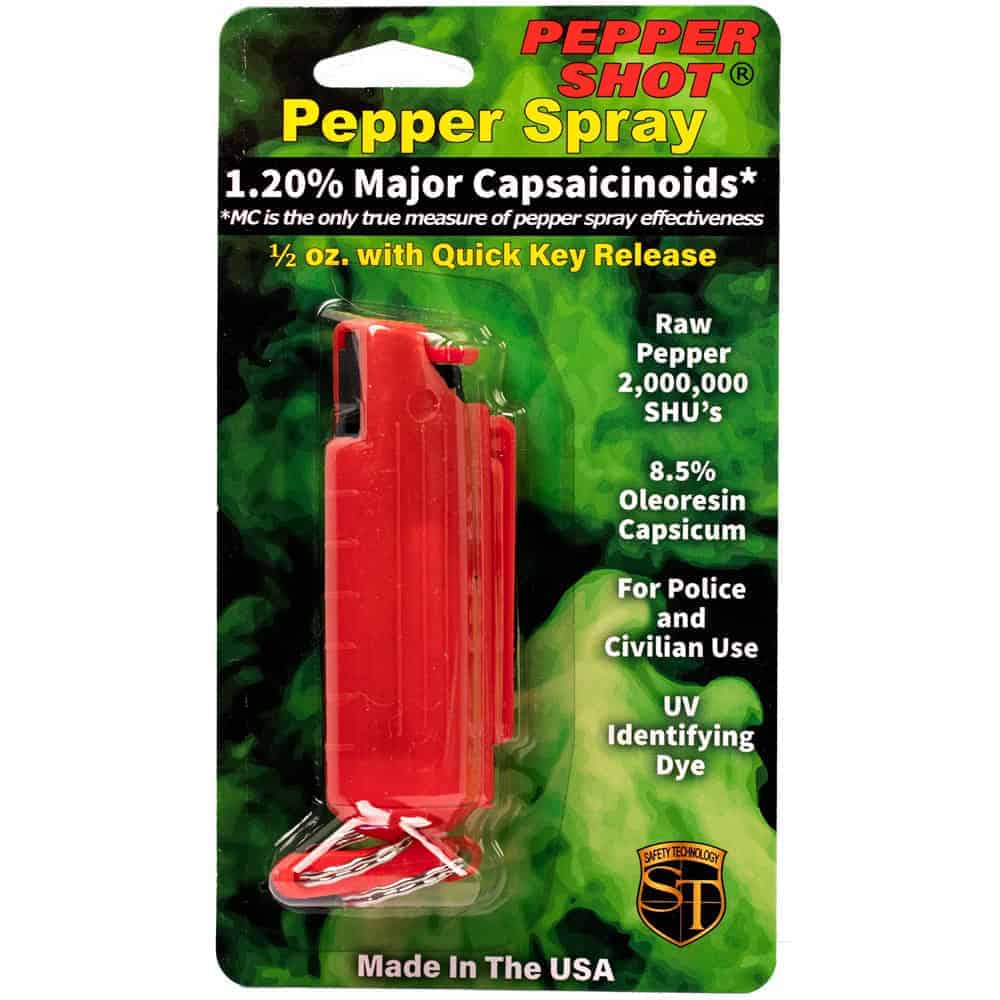 Pepper Shot 1.2% MC 1/2 oz Pepper Spray Hard Case Belt Clip and Quick Release Key Chain - Image 11