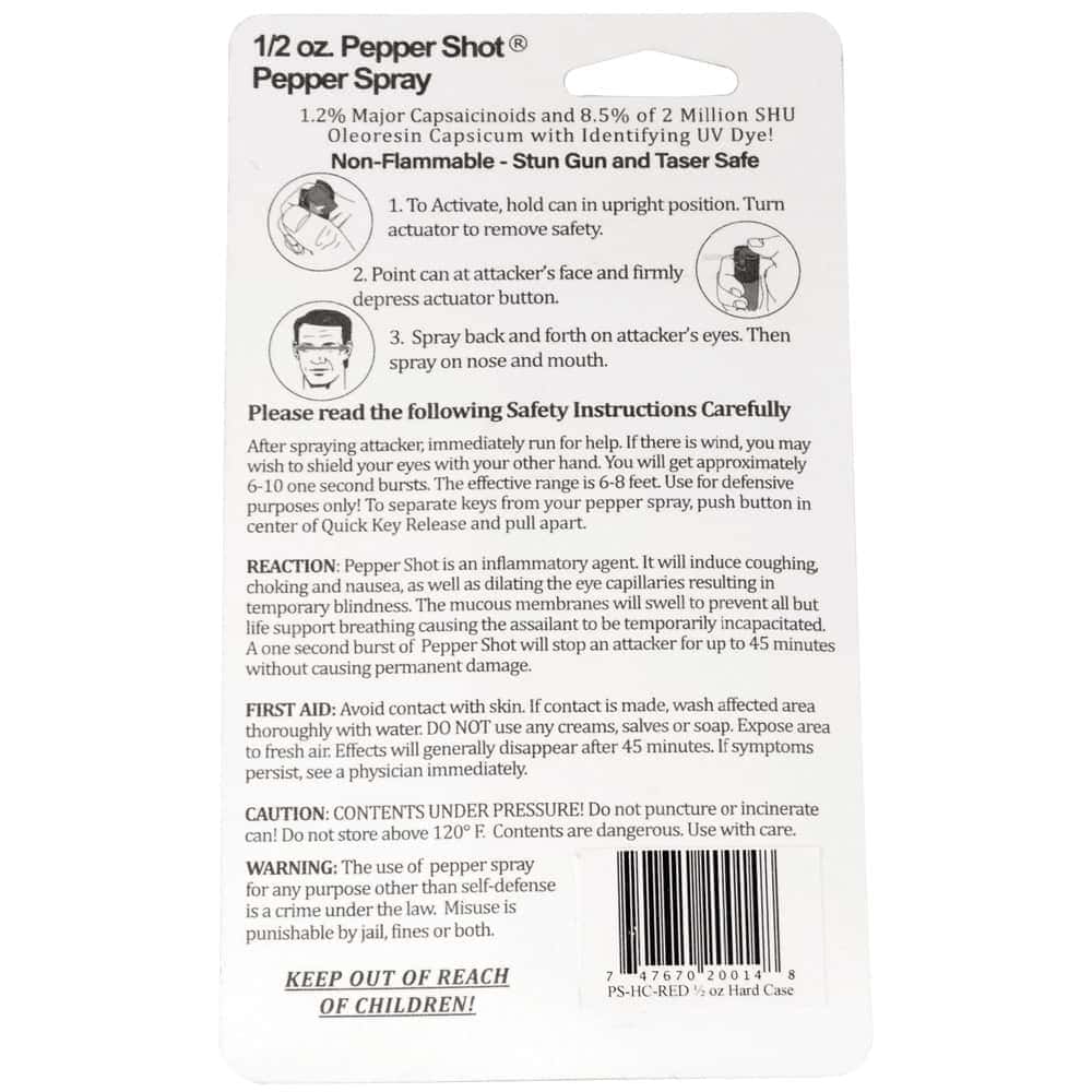 Pepper Shot 1.2% MC 1/2 oz Pepper Spray Hard Case Belt Clip and Quick Release Key Chain - Image 12